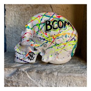 Crâne décoratif customisé multicolore