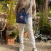 sac cuir bleu karl jardin