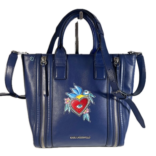 sac cuir bleu karl lagerfeld